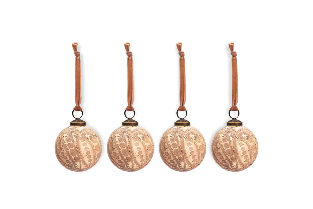 Kecci Baubles - Antique Pink - (Set of 4)-CHRISTMAS DECORATIONS-Nkuku