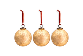 Kecci Baubles - Antique Champagne - (Set of 3)-CHRISTMAS DECORATIONS-Nkuku