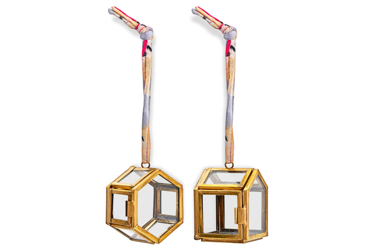 Tiny Kiko Box Decorations - Antique Brass - (Set of 2)-CHRISTMAS DECORATIONS-Nkuku