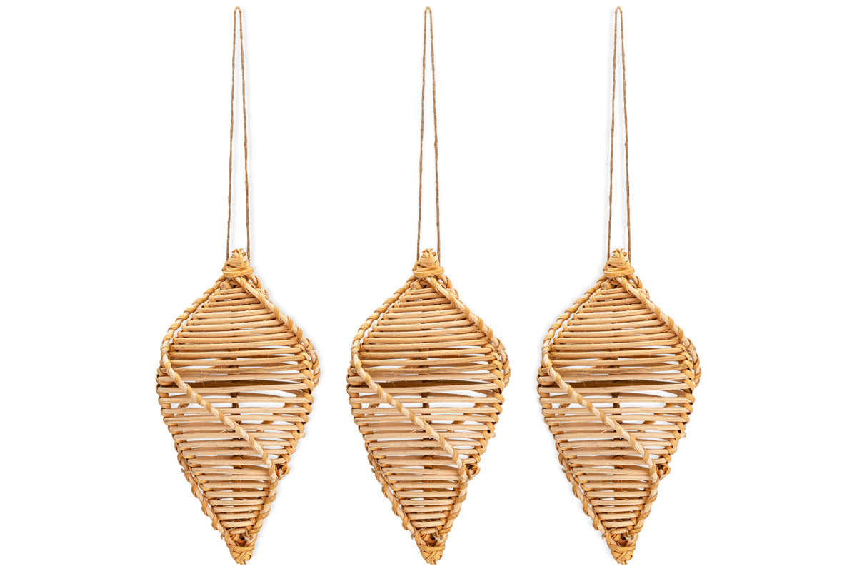 Sempala Wicker Baubles - Natural - (Set of 3)-CHRISTMAS DECORATIONS-Nkuku