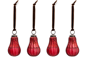 Pannee Drop Baubles - Merlot - (Set of 4)-CHRISTMAS DECORATIONS-Nkuku