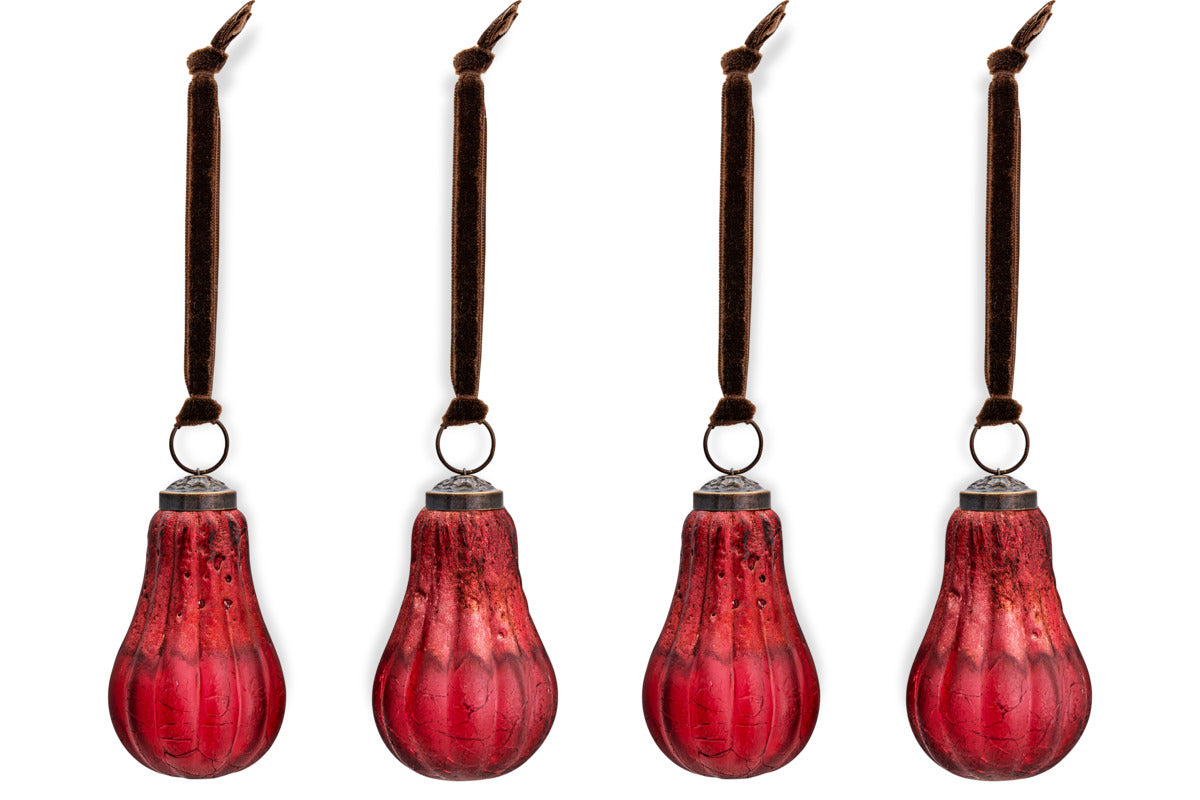 Pannee Drop Baubles - Merlot - (Set of 4)-CHRISTMAS DECORATIONS-Nkuku