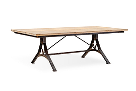 Lopa Iron & Reclaimed Wood Dining Table - Natural-TABLES-Nkuku