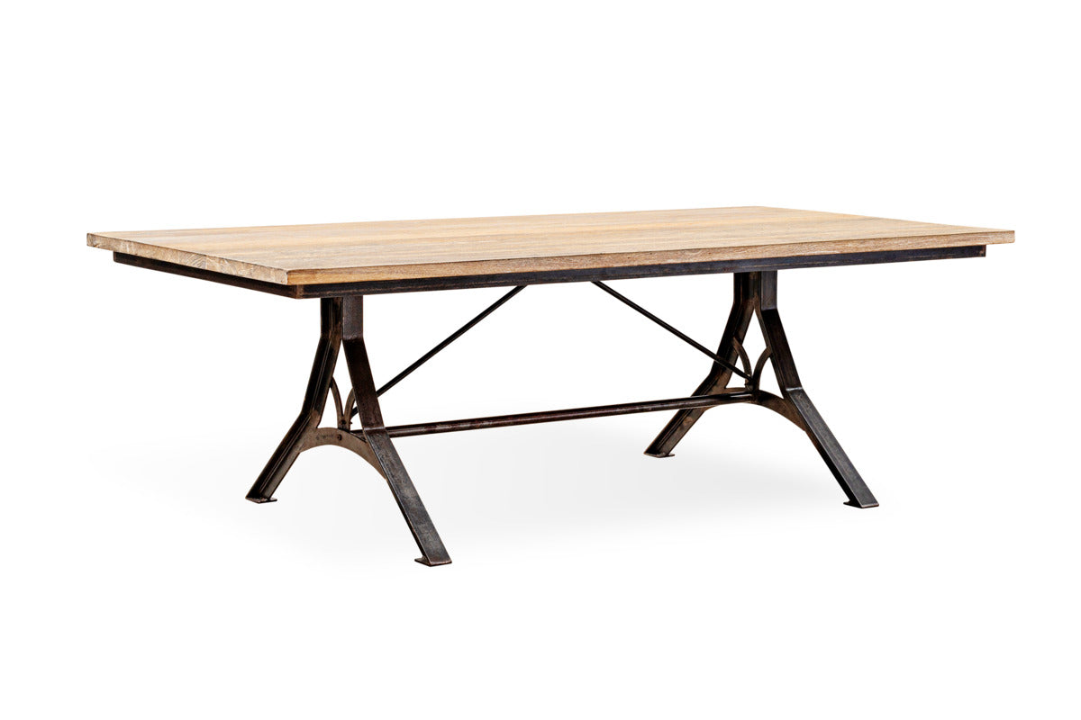 Lopa Iron & Reclaimed Wood Dining Table - Natural-TABLES-Nkuku