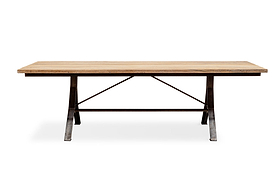 Lopa Iron & Reclaimed Wood Dining Table - Natural-TABLES-Nkuku