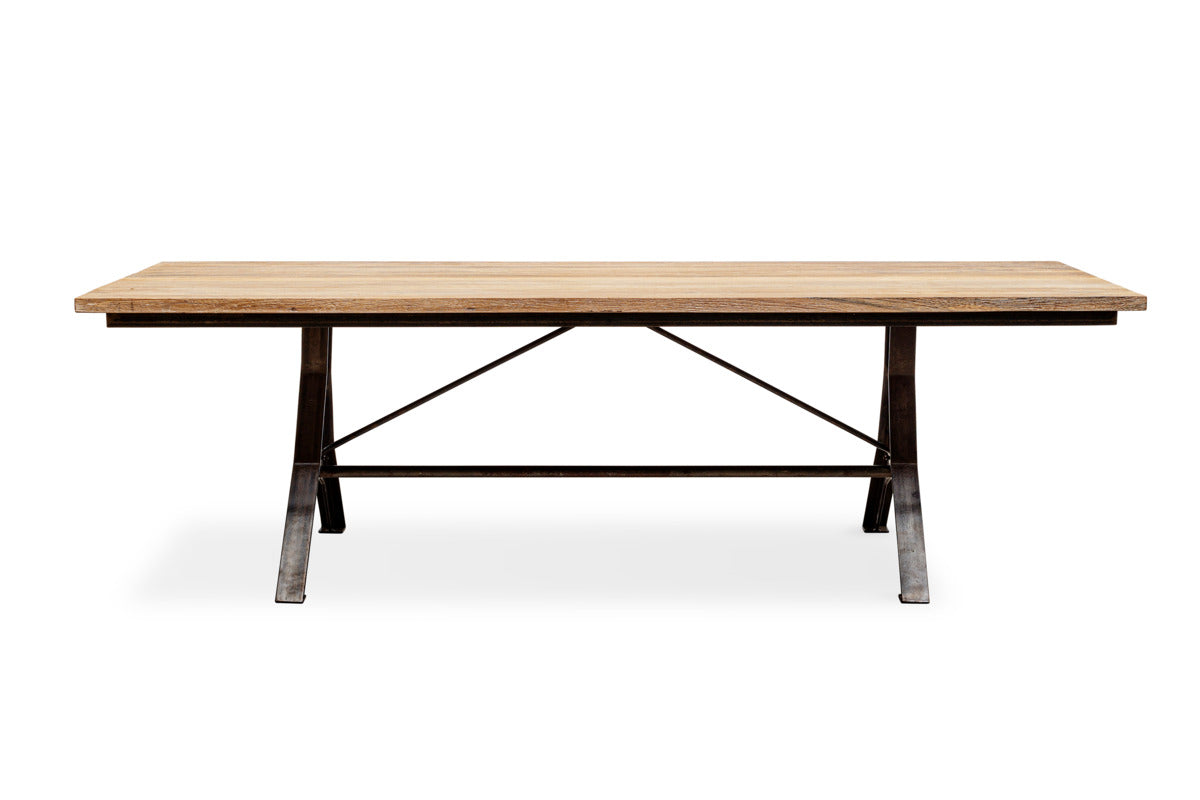 Lopa Iron & Reclaimed Wood Dining Table - Natural-TABLES-Nkuku