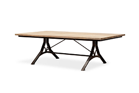 Lopa Iron & Reclaimed Wood Dining Table - Natural-TABLES-Nkuku