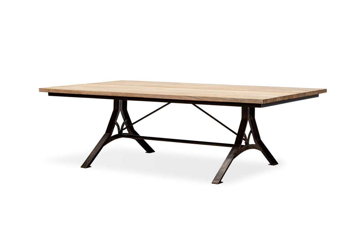 Lopa Iron & Reclaimed Wood Dining Table - Natural-TABLES-Nkuku