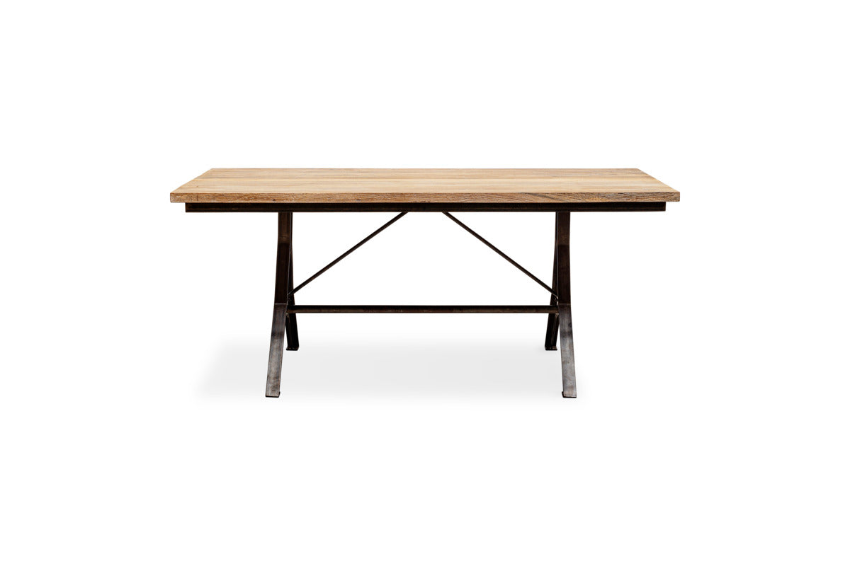 Lopa Iron & Reclaimed Wood Dining Table - Natural-TABLES-Nkuku