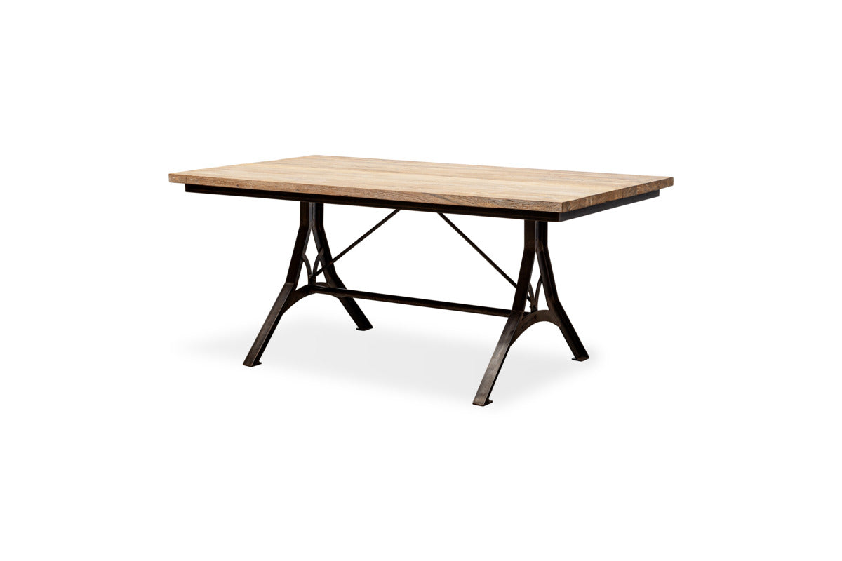Lopa Iron & Reclaimed Wood Dining Table - Natural-TABLES-Nkuku