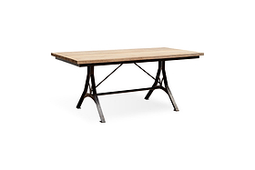 Lopa Iron & Reclaimed Wood Dining Table - Natural-TABLES-Nkuku