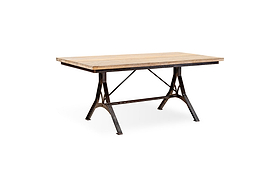 Lopa Iron & Reclaimed Wood Dining Table - Natural-TABLES-Nkuku