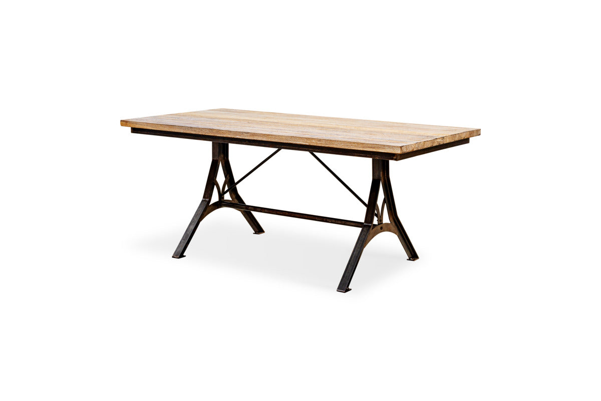 Lopa Iron & Reclaimed Wood Dining Table - Natural-TABLES-Nkuku