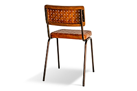 Amala Leather Weave & Iron Dining Chair - Aged Tan-SEATING-Nkuku