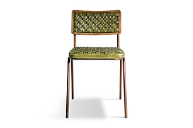 Amala Leather Weave & Iron Dining Chair - Rich Green-SEATING-Nkuku