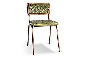 Amala Leather Weave & Iron Dining Chair - Rich Green-SEATING-Nkuku