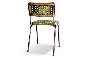Amala Leather Weave & Iron Dining Chair - Rich Green-SEATING-Nkuku