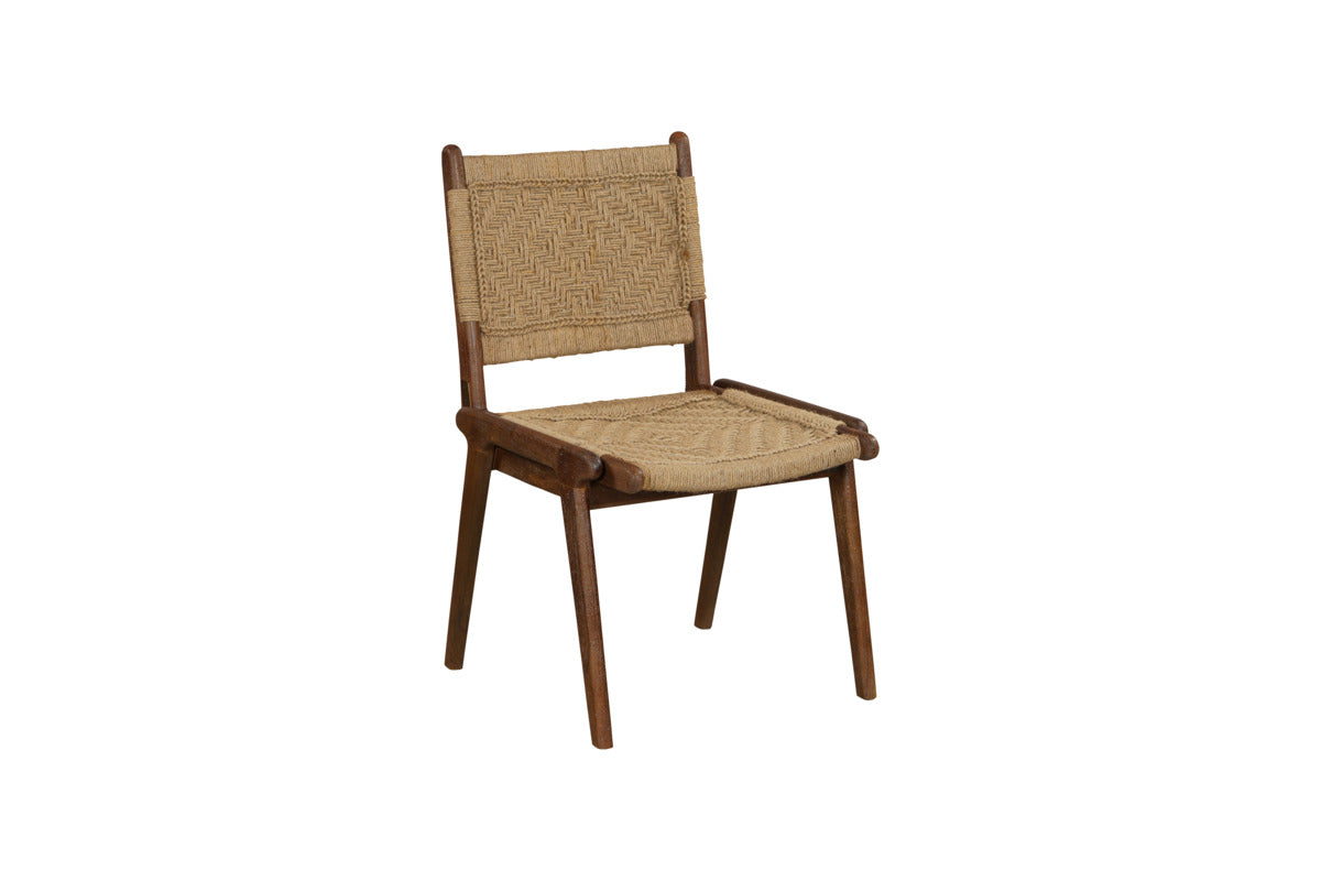 Vinay Jute & Wood Woven Dining Chair - Chocolate Brown-SEATING-Nkuku