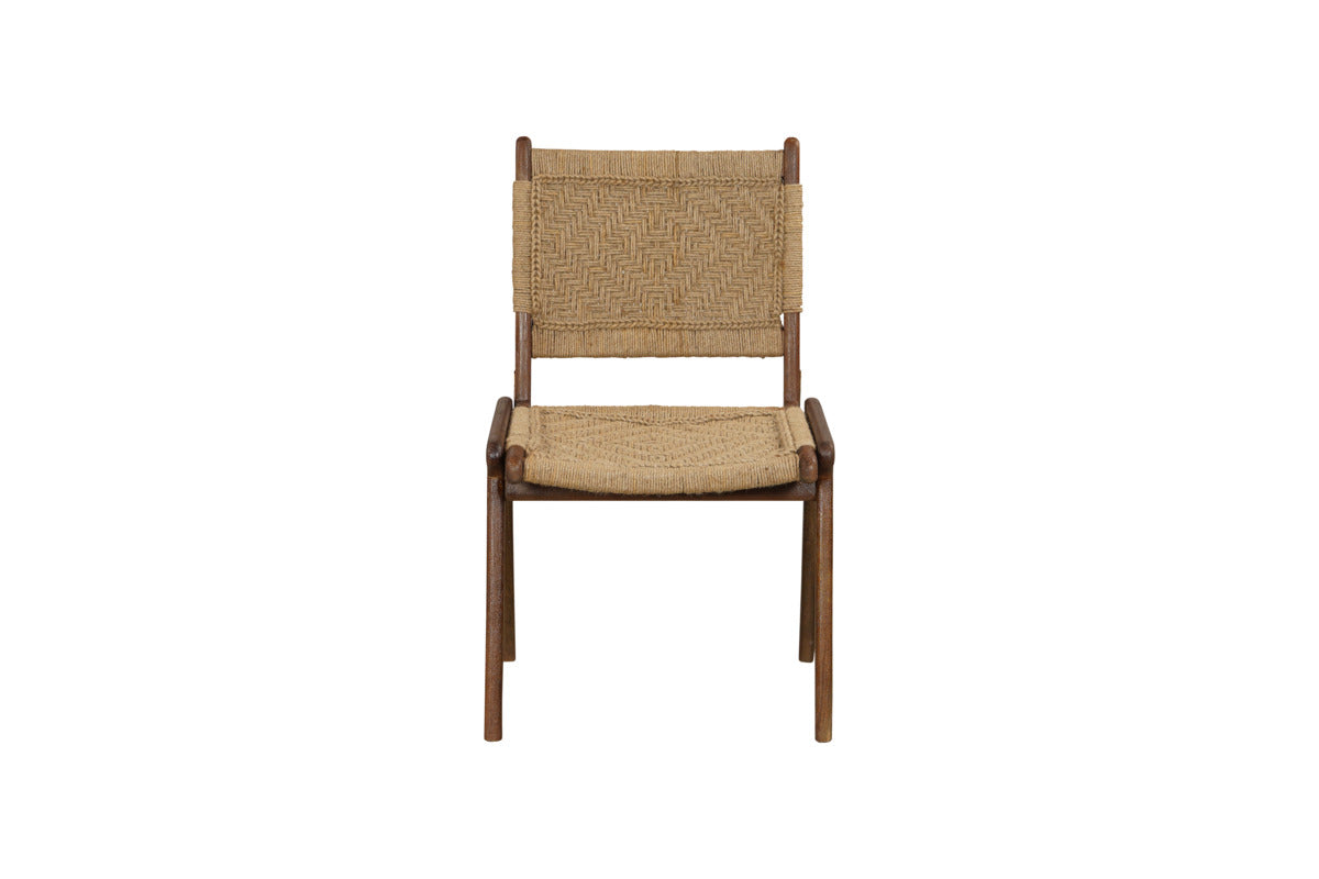 Vinay Jute & Wood Woven Dining Chair - Chocolate Brown-SEATING-Nkuku