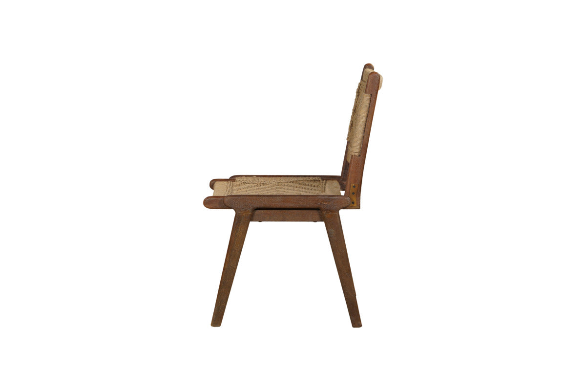 Vinay Jute & Wood Woven Dining Chair - Chocolate Brown-SEATING-Nkuku