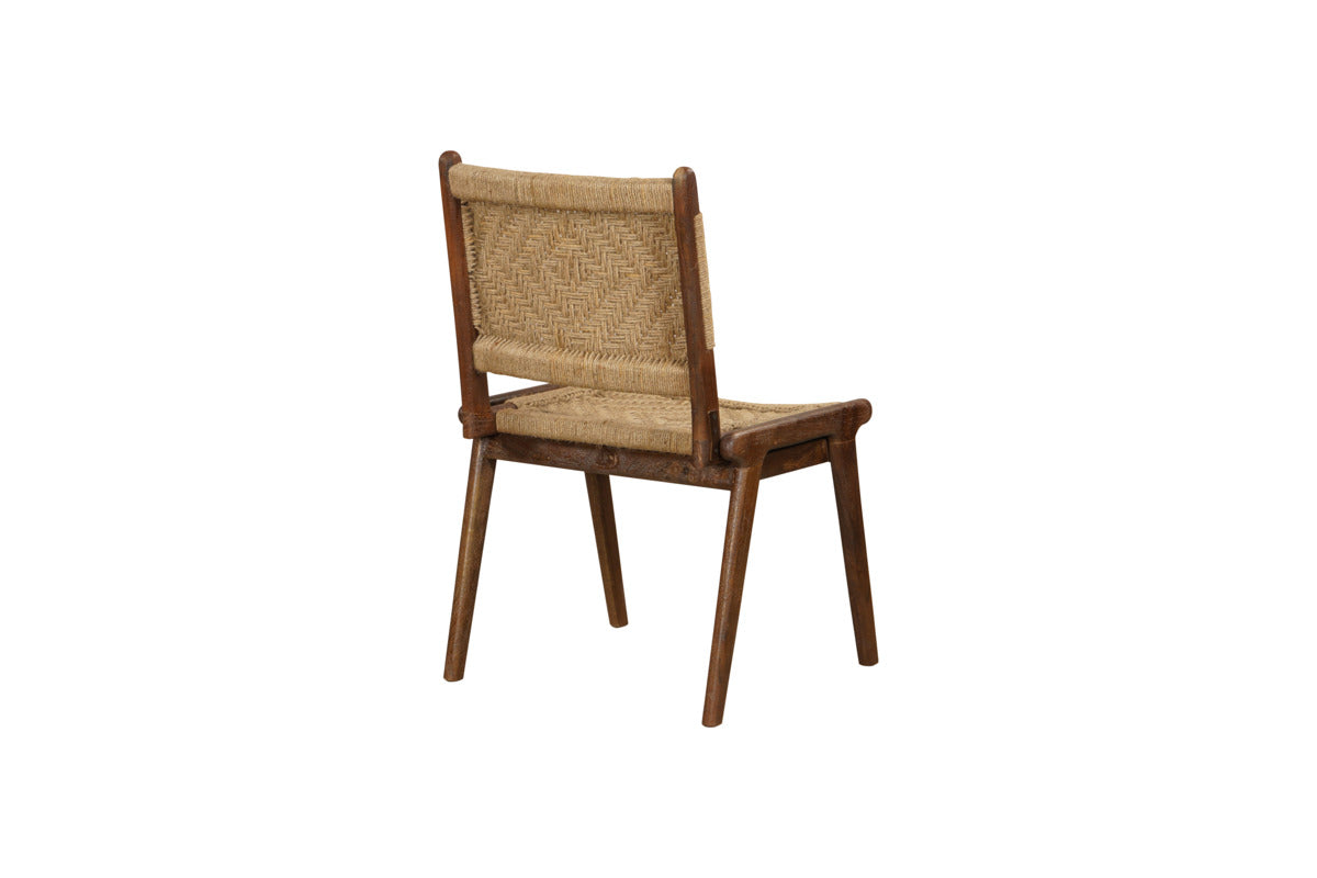 Vinay Jute & Wood Woven Dining Chair - Chocolate Brown-SEATING-Nkuku