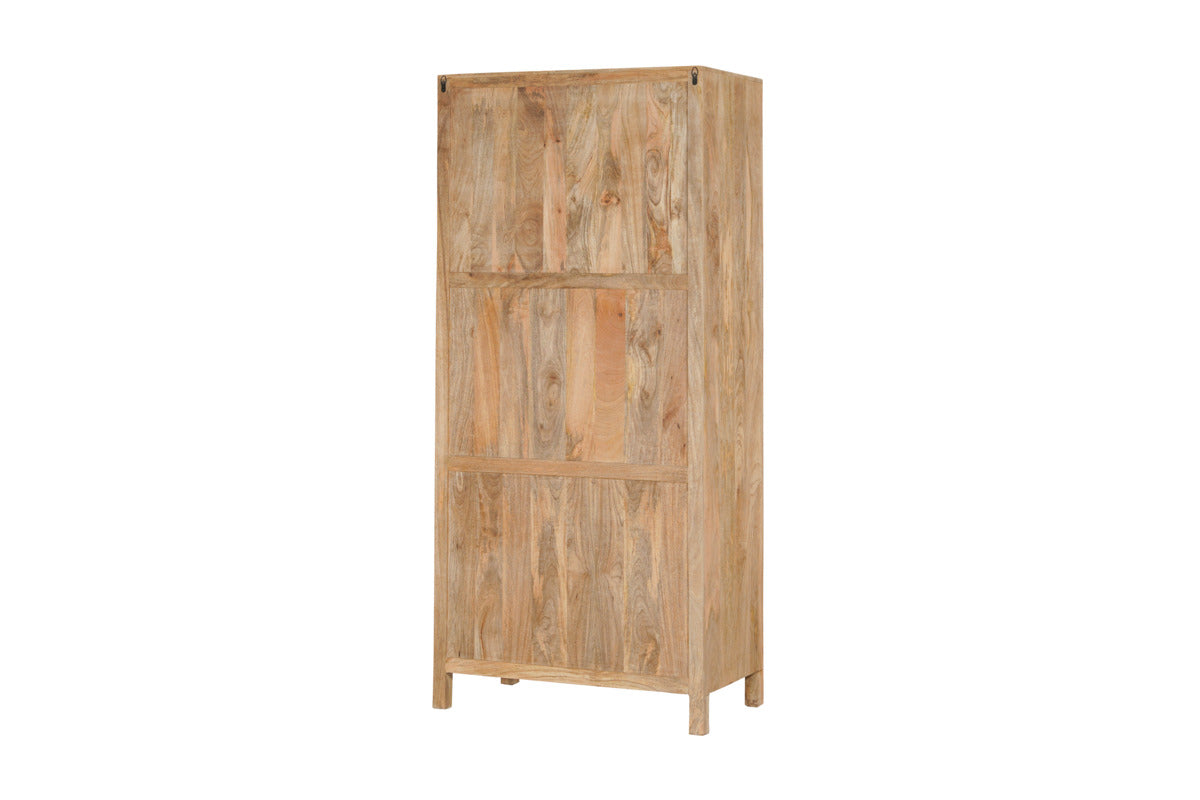 Artha Mango Wood & Glass Tall Cabinet - Natural-STORAGE FURNITURE-Nkuku