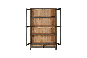 Valin Mango Wood & Glass Cabinet - Charcoal - Wide