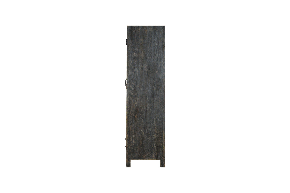Valin Mango Wood & Glass Cabinet - Charcoal - Wide