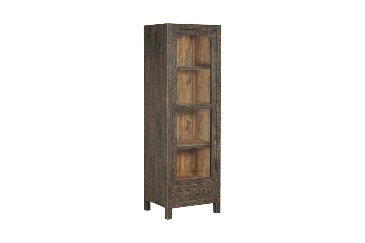 Valin Mango Wood & Glass Cabinet - Charcoal - Tall