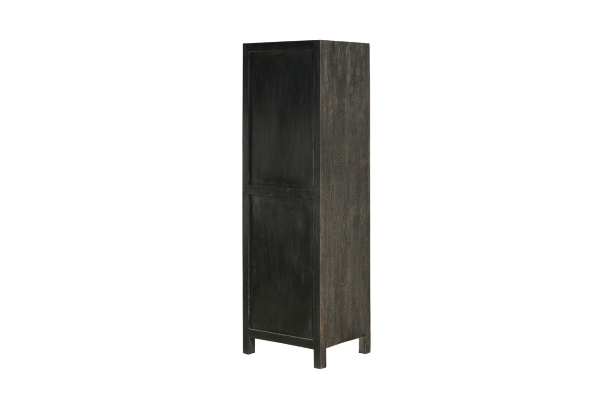 Valin Mango Wood & Glass Cabinet - Charcoal - Tall