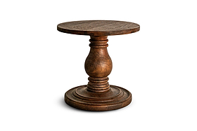 Laya Carved Wood Side Table - Chocolate Brown