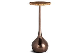 Israj Marble & Iron Side Table - Aged Black-TABLES-Nkuku