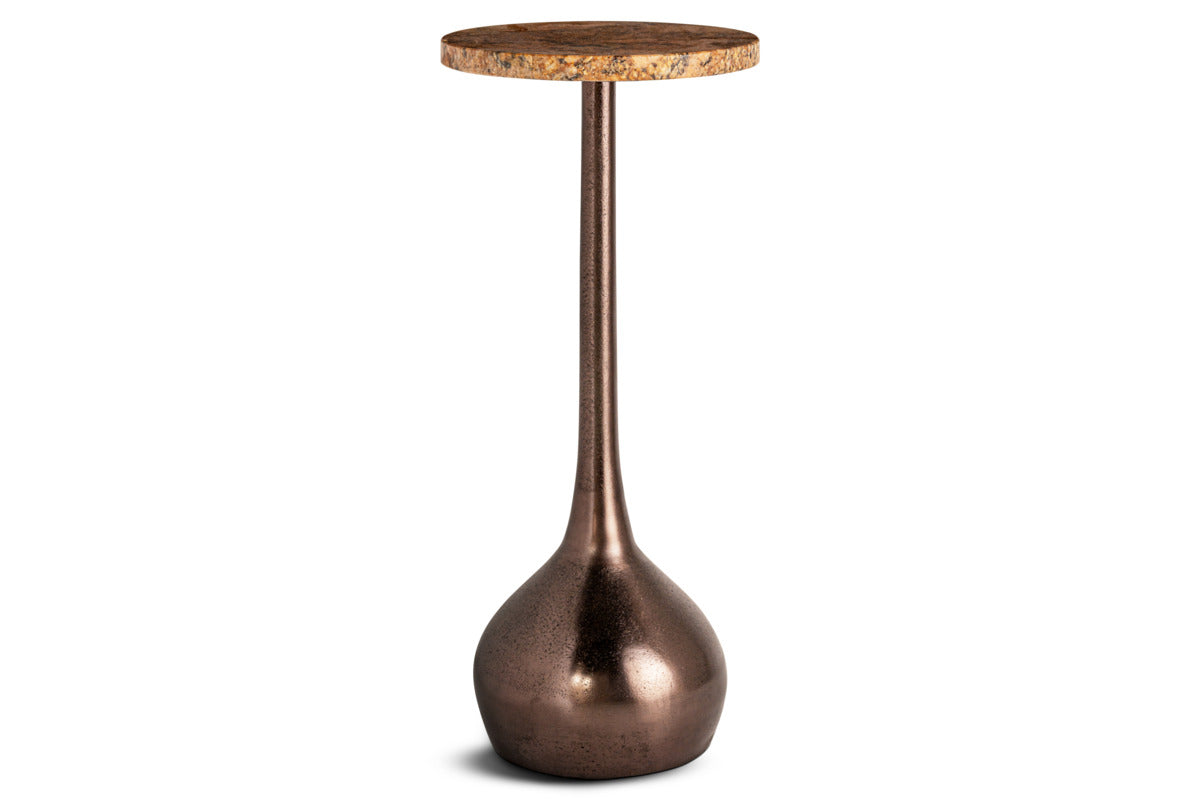 Israj Marble & Iron Side Table - Aged Black-TABLES-Nkuku