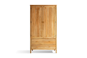 Sri Mango Wood Wardrobe - Natural-BEDROOM FURNITURE-Nkuku