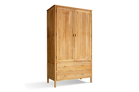 Sri Mango Wood Wardrobe - Natural-BEDROOM FURNITURE-Nkuku
