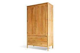 Sri Mango Wood Wardrobe - Natural-BEDROOM FURNITURE-Nkuku