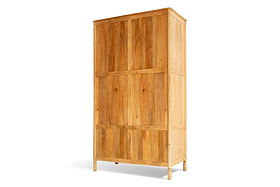 Sri Mango Wood Wardrobe - Natural-BEDROOM FURNITURE-Nkuku