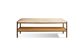 Sanja Cotton Upholstered Bench - Charcoal & Natural-SEATING-Nkuku
