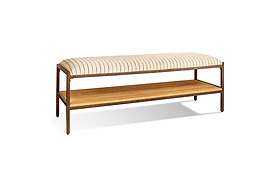 Sanja Cotton Upholstered Bench - Charcoal & Natural-SEATING-Nkuku
