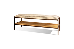 Sanja Cotton Upholstered Bench - Charcoal & Natural-SEATING-Nkuku