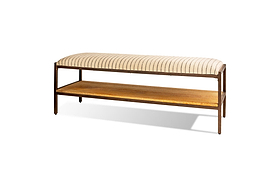 Sanja Cotton Upholstered Bench - Charcoal & Natural-SEATING-Nkuku
