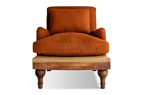 Abe Linen Deconstructed Armchair - Rust-SEATING-Nkuku