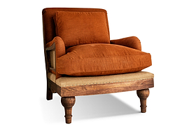 Abe Linen Deconstructed Armchair - Rust-SEATING-Nkuku