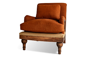 Abe Linen Deconstructed Armchair - Rust-SEATING-Nkuku