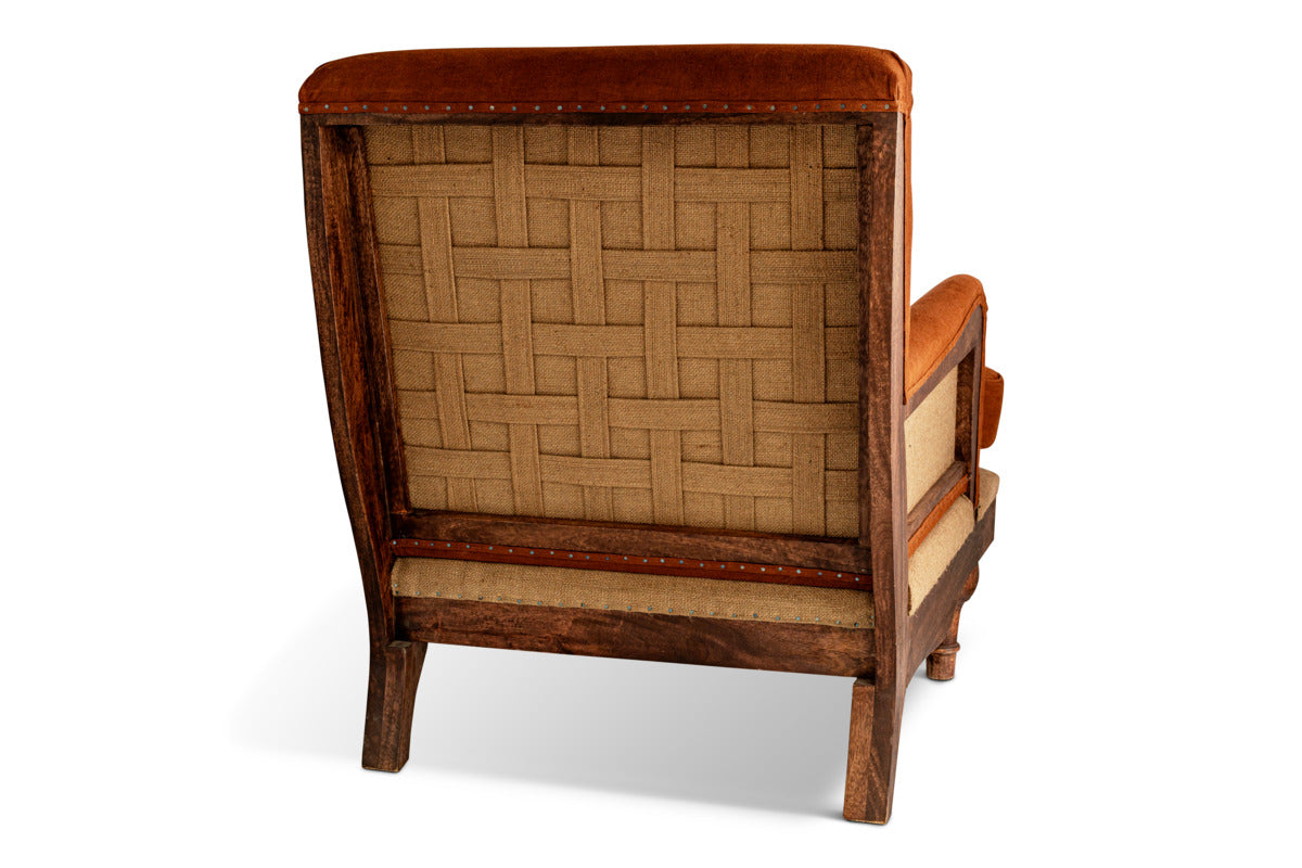 Abe Linen Deconstructed Armchair - Rust-SEATING-Nkuku
