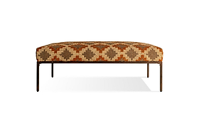 Yalin Upholstered Ottoman - Rust-SEATING-Nkuku