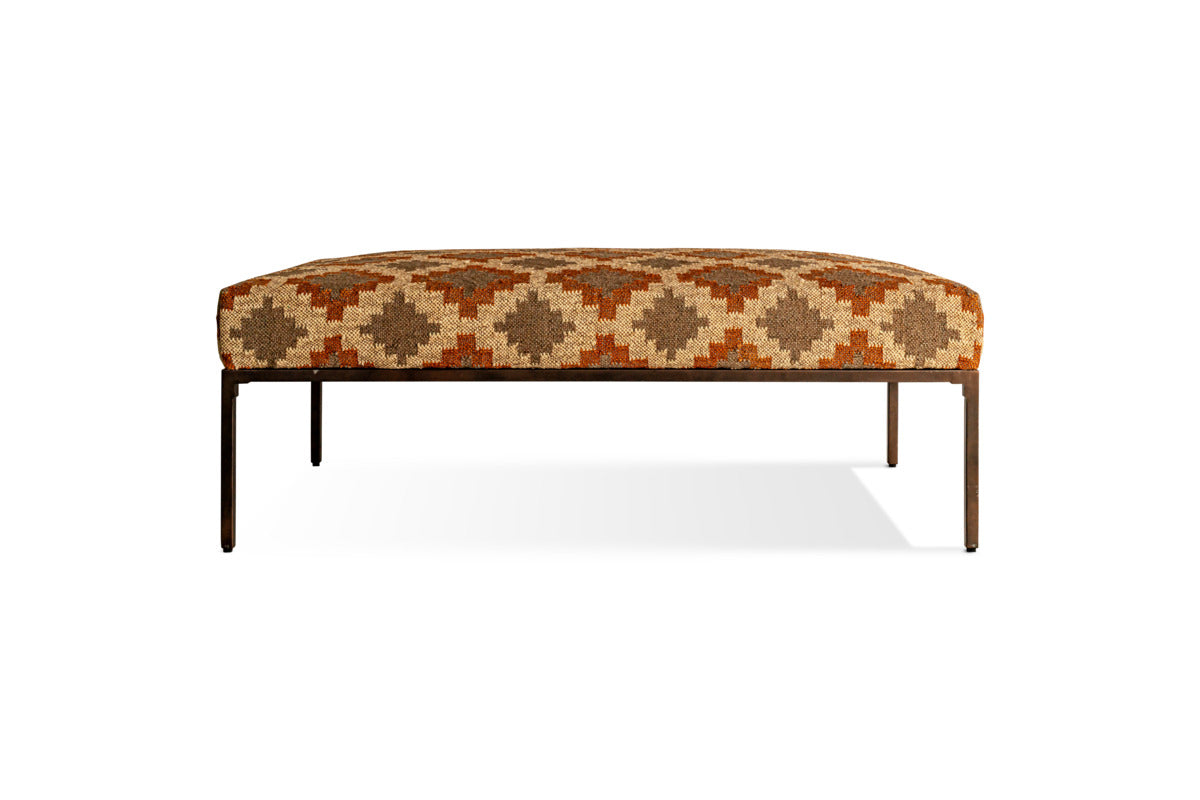 Yalin Upholstered Ottoman - Rust-SEATING-Nkuku
