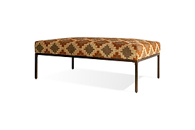 Yalin Upholstered Ottoman - Rust-SEATING-Nkuku