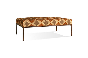 Yalin Upholstered Ottoman - Rust-SEATING-Nkuku