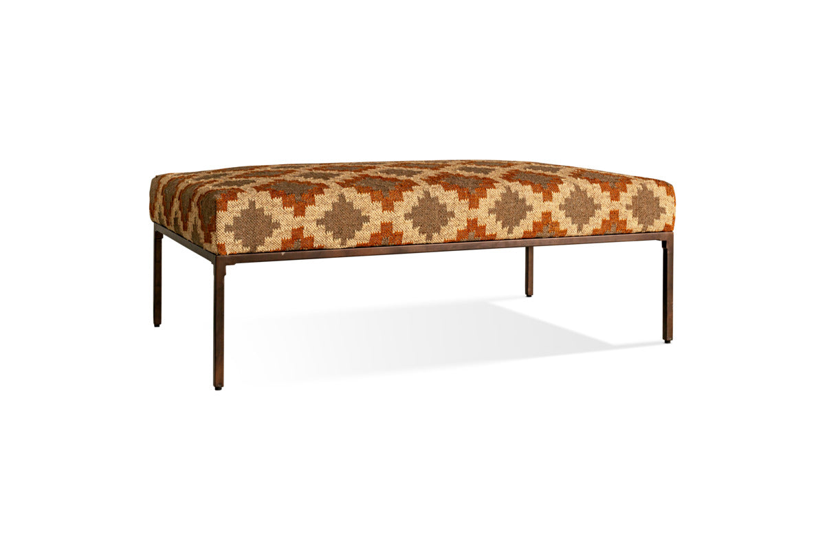 Yalin Upholstered Ottoman - Rust-SEATING-Nkuku